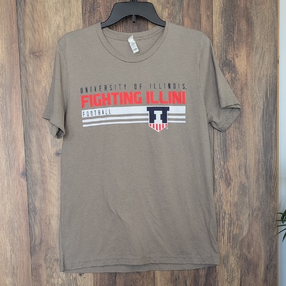 Bella Canvas Tan Fighting Illini Football Men's Tee L